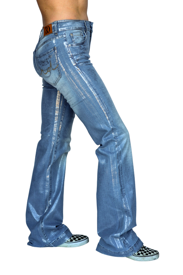 SILVER WASHED METALLIC SIGNATURE TROUSERS