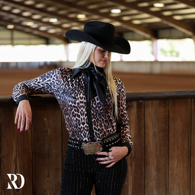 BLACK LEOPARD PERFORMANCE RODEO SHIRT