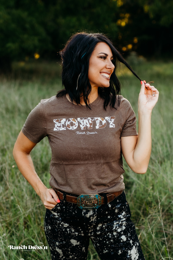 HOWDY CATTLE DRIVE - HEATHER BROWN TEE