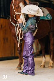 *YOUTH* PURPLE METALLIC SIGNATURE TROUSER