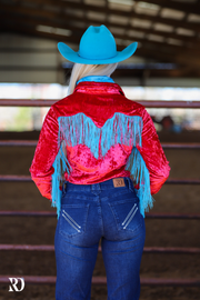 REBA VELVET FRINGE PERFORMANCE RODEO SHIRT