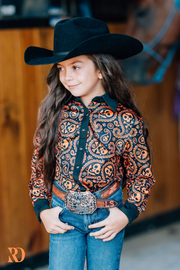 *YOUTH* HALLOWEEN PAISLEY PERFORMANCE RODEO SHIRT