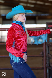 REBA VELVET FRINGE PERFORMANCE RODEO SHIRT