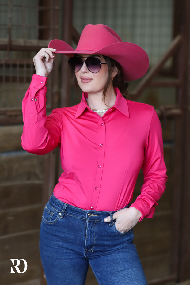MAGENTA SOLID PERFORMANCE RODEO SHIRT (ADULT)