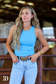 VIVID BLUE RIBBED ALL-IN-ONE TANK | RD ESSENTIALS