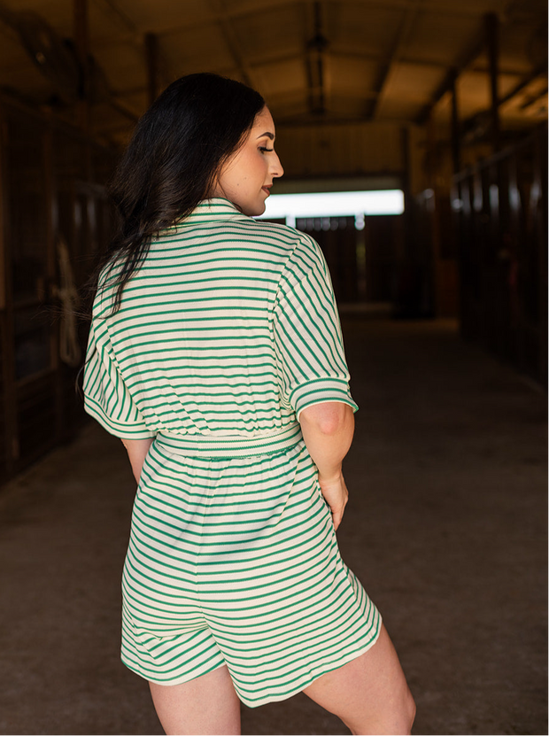 DELILAH TEXTURED STRIPED | ROMPER
