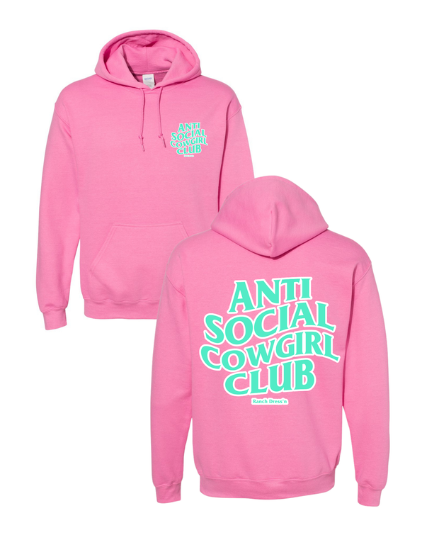 ANTI SOCIAL COWGIRL CLUB HOODIE - NEON PINK