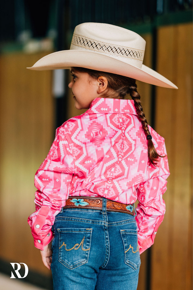 *YOUTH* DOLLY AZTEC PERFORMANCE RODEO SHIRT