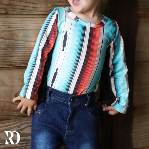 TEAL SERAPE FRINGE INFANT / TODDLER BODYSUIT
