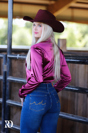 DEEP PLUM SATIN PERFORMANCE RODEO SHIRT