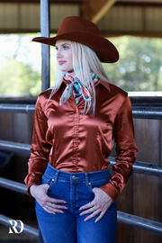 TERRACOTA SATIN PERFORMANCE RODEO SHIRT