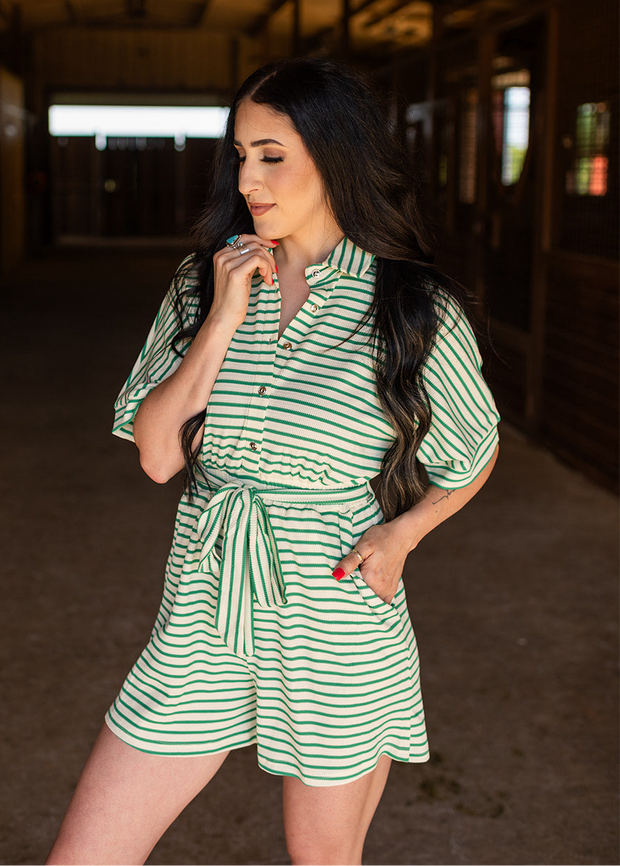 DELILAH TEXTURED STRIPED | ROMPER
