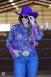 NEON LIGHTS FRINGE PERFORMANCE RODEO SHIRT