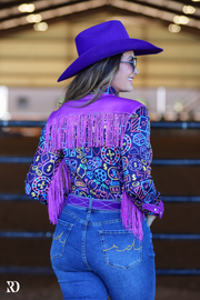 NEON LIGHTS FRINGE PERFORMANCE RODEO SHIRT