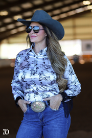 GIDDY UP SATIN & FRINGE PERFORMANCE RODEO SHIRT