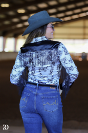 GIDDY UP SATIN & FRINGE PERFORMANCE RODEO SHIRT