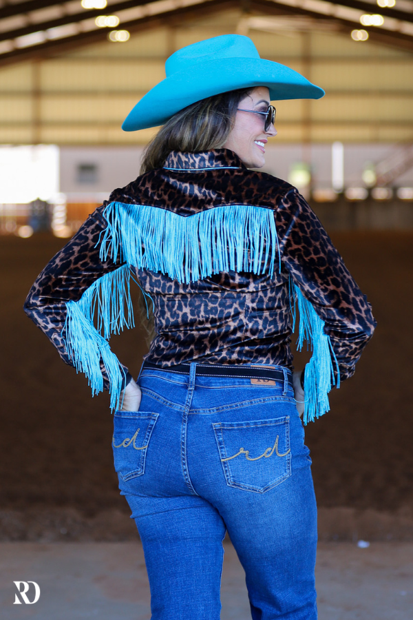 LEOPARD & FRINGE VELVET PERFORMANCE RODEO SHIRT