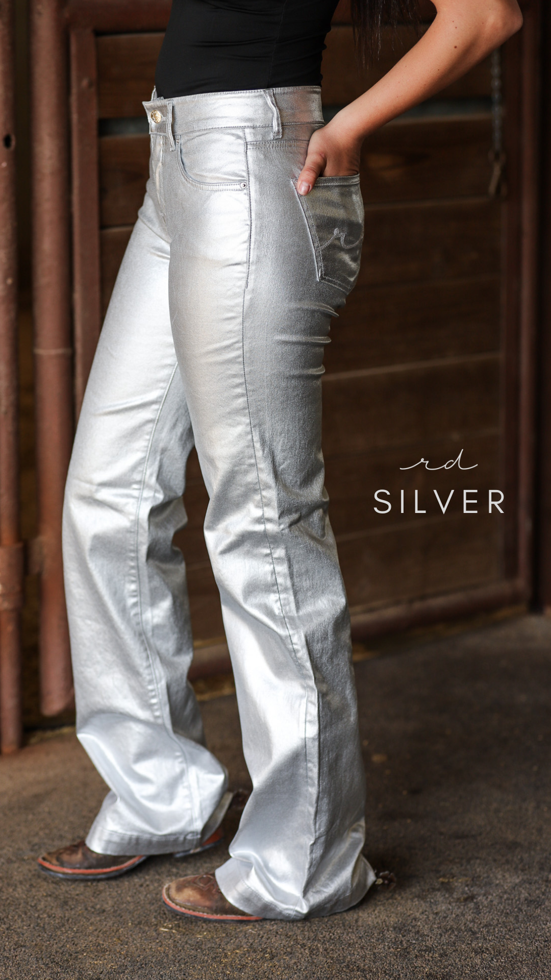 Signature Trouser- Silver Metallic Plus Size 3X-Large