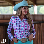 PURPLE CASSIDY MESH SLEEVE PERFORMANCE RODEO SHIRT