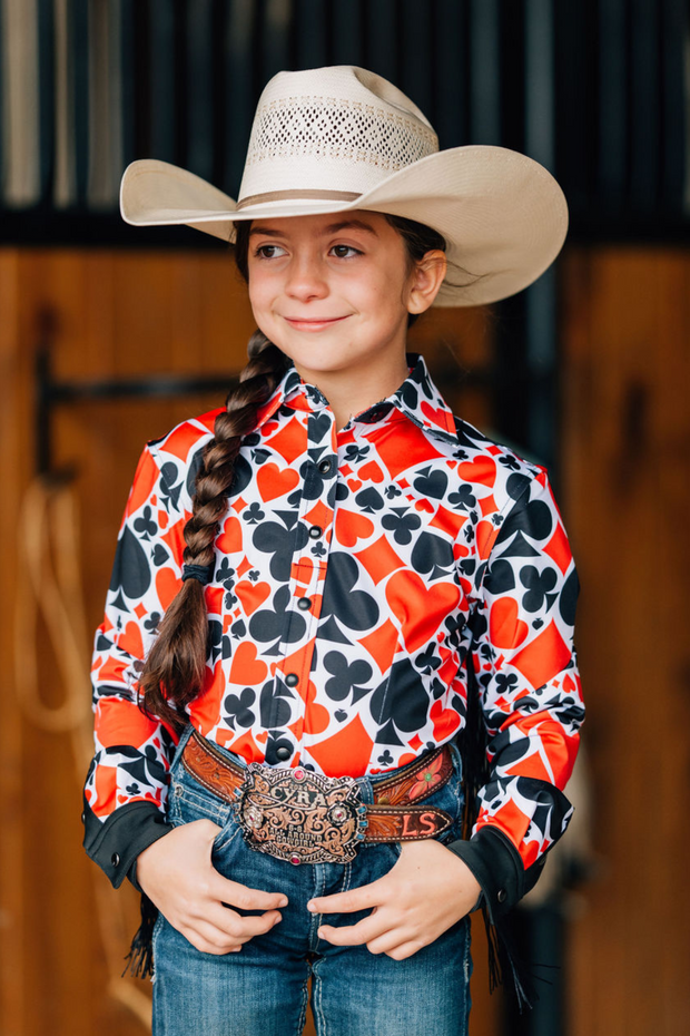 *YOUTH* GAMBLER & FRINGE PERFORMANCE RODEO SHIRT