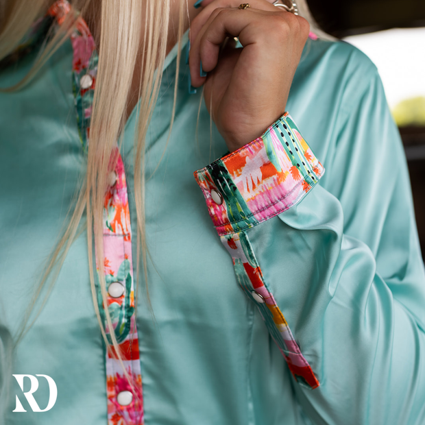 WILD CACTUS SATIN PERFORMANCE RODEO SHIRT