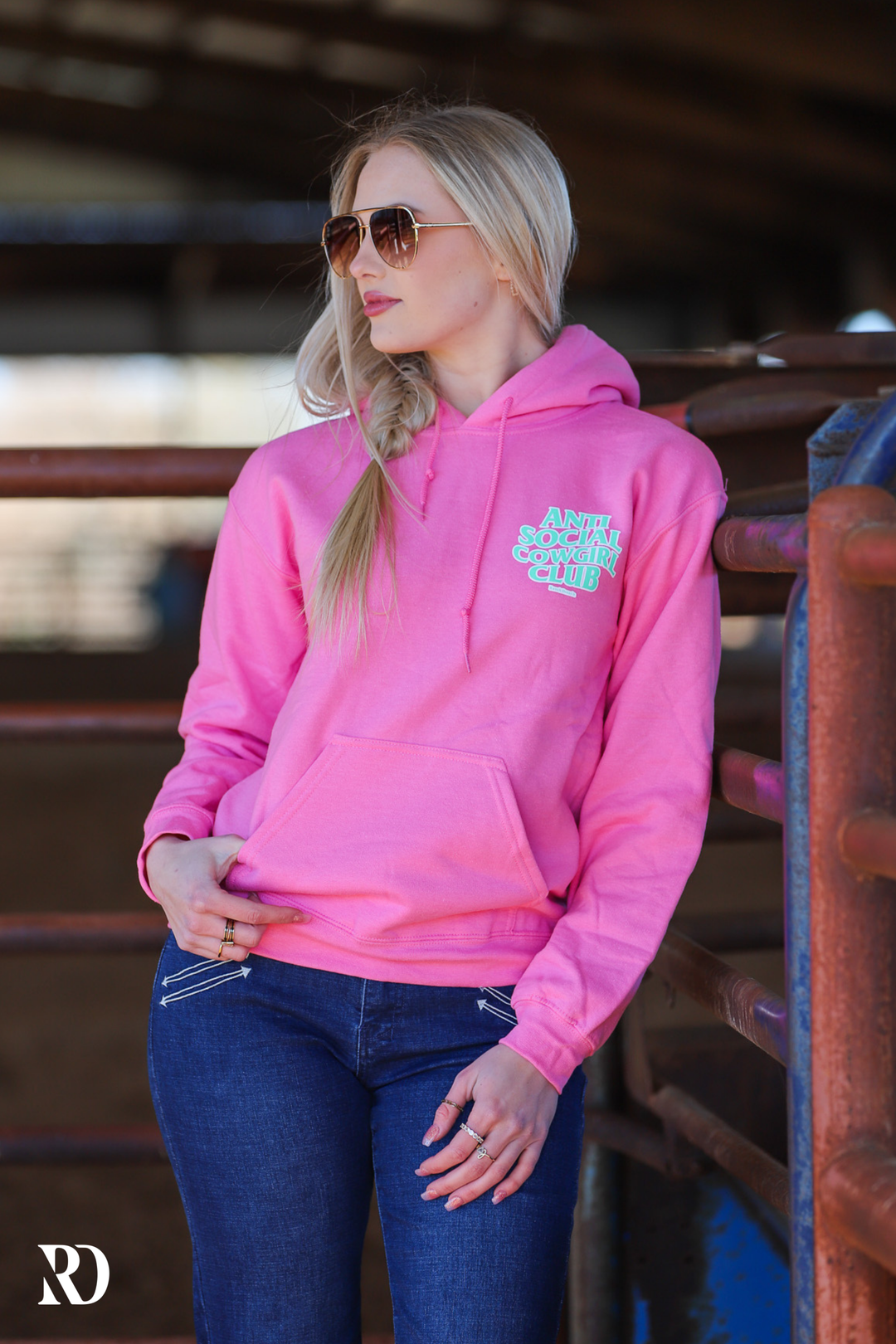 ANTI SOCIAL COWGIRL CLUB HOODIE - NEON PINK – Ranch Dress'n