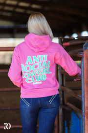 ANTI SOCIAL COWGIRL CLUB HOODIE - NEON PINK