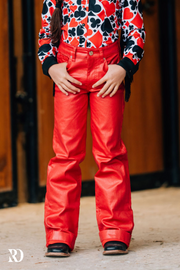 *YOUTH* RED METALLIC SIGNATURE TROUSER