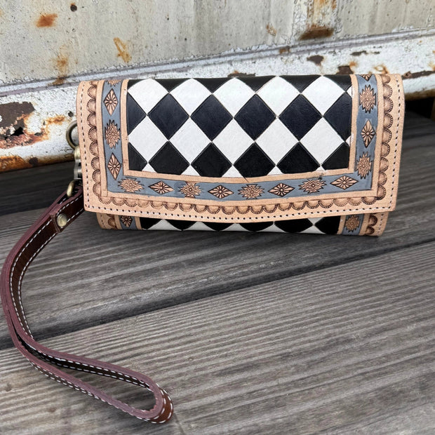 ZADIE CHECKERED TOOLED LEATHER | WALLET