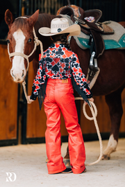 *YOUTH* RED METALLIC SIGNATURE TROUSER