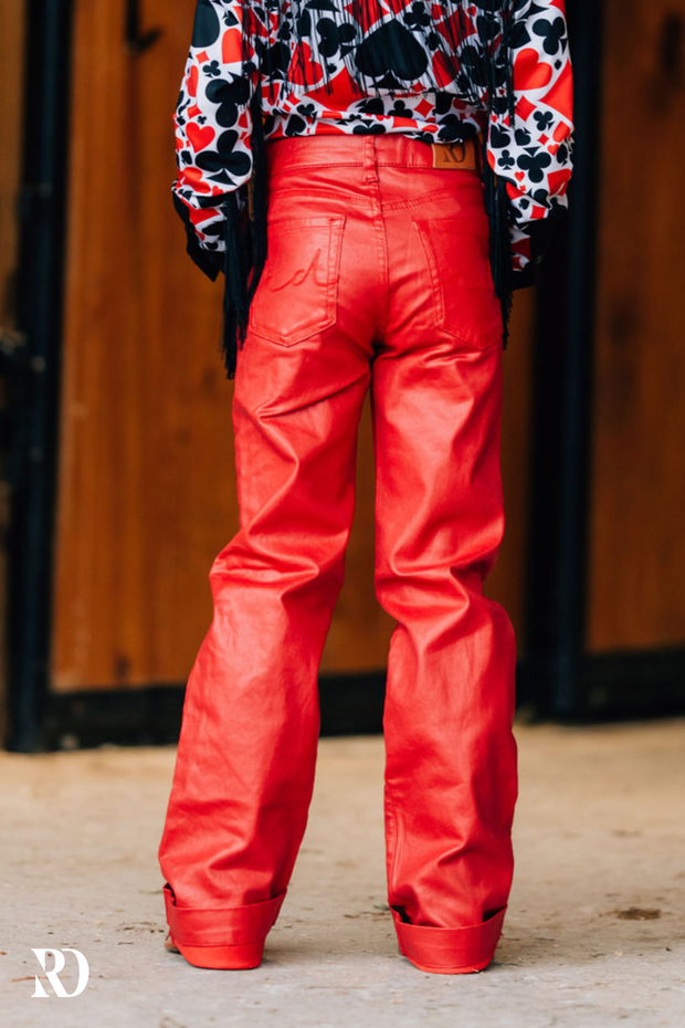 *YOUTH* RED METALLIC SIGNATURE TROUSER