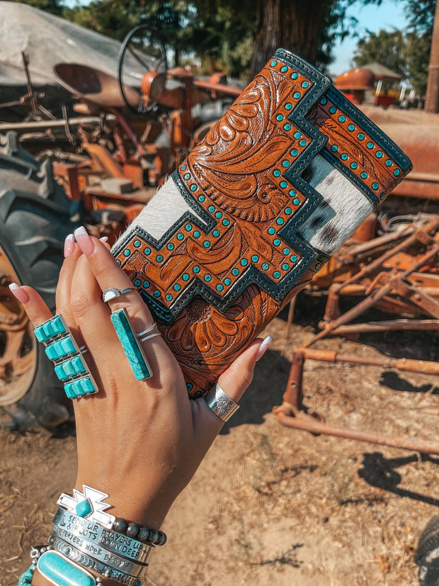 THE DARLENE COWHIDE LEATHER TOOLED WALLET