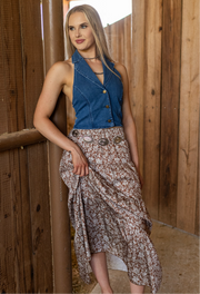 THE HANNAH FLORAL SATIN MAXI SKIRT