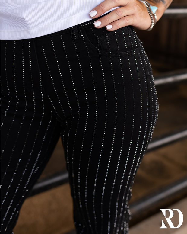 SIGNATURE TROUSER - BLACK WITH CRYSTALS
