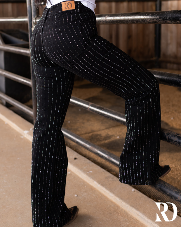 SIGNATURE TROUSER - BLACK WITH CRYSTALS