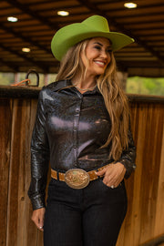 BLACK SPARKLE PERFORMANCE RODEO SHIRT