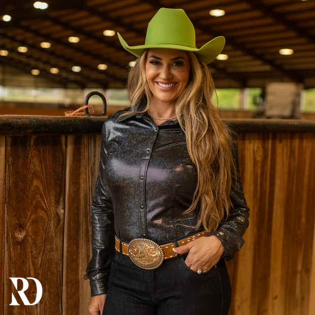 BLACK SPARKLE PERFORMANCE RODEO SHIRT
