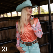 CANYON ROSE SATIN MESH PERFORMANCE RODEO SHIRT