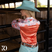 CANYON ROSE SATIN MESH PERFORMANCE RODEO SHIRT