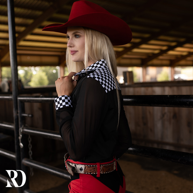 FINISH LINE SATIN MESH PERFORMANCE RODEO SHIRT