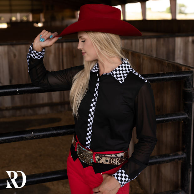 FINISH LINE SATIN MESH PERFORMANCE RODEO SHIRT