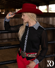 FINISH LINE SATIN MESH PERFORMANCE RODEO SHIRT