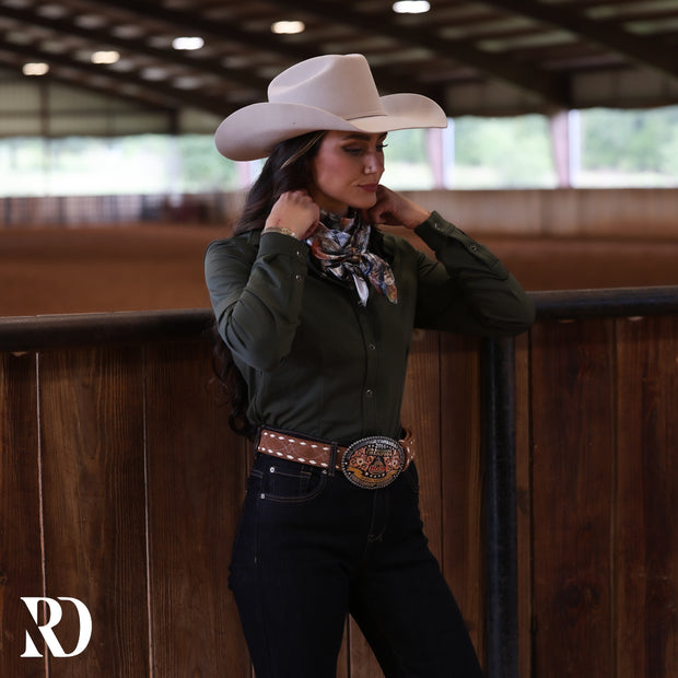 OLIVE SOLID PERFORMANCE RODEO SHIRT