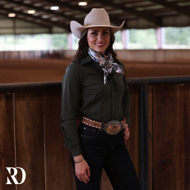 OLIVE SOLID PERFORMANCE RODEO SHIRT