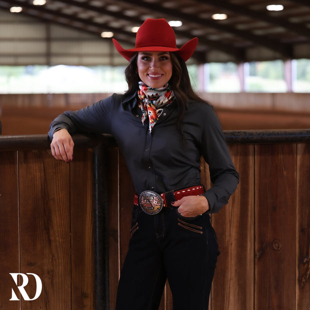 CHARCOAL PERFORMANCE RODEO SHIRT (ADULT)