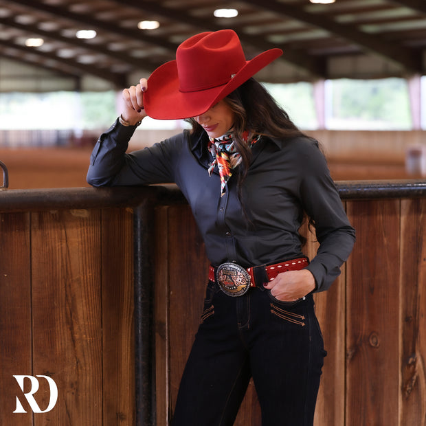 CHARCOAL PERFORMANCE RODEO SHIRT (ADULT)