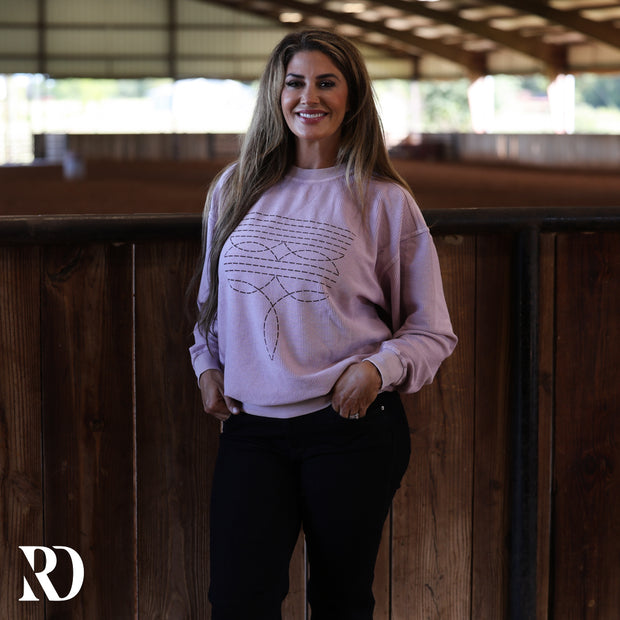 LANNY LAVENDER CORDUROY BOOT STITCH | CREWNECK