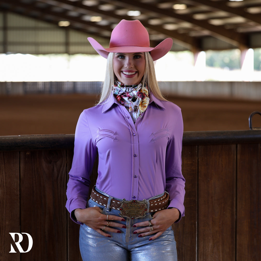 ranch dress'n rodeo shirts PURPLE STITCHED PERFORMANCE SHIRT MEDIUM 10) Large ( Womens Size:MEDIUM - US WOMEN 7.5 - UK 5.5 - EU 39 Ivory Metallic Satin Halter Vday