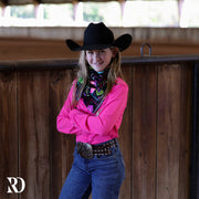 *YOUTH* PINK STITCHED PERFORMANCE RODEO SHIRT