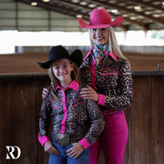 *YOUTH* HOT PINK LEOPARD RODEO SHIRT